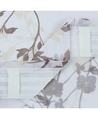 Chanasya Premium 2-Panel Floral Textured Sheer Curtain Panels - 3-in-1 Back Tab, Rod Pocket