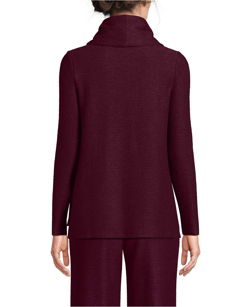 Lands' End Women's Cable Ottoman Relaxed Long Sleeve Cowl Neck Top