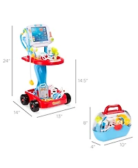 Best Choice Products Play Doctor Kit for Kids, Pretend Medical Station Set with Carrying Case, Mobile Cart