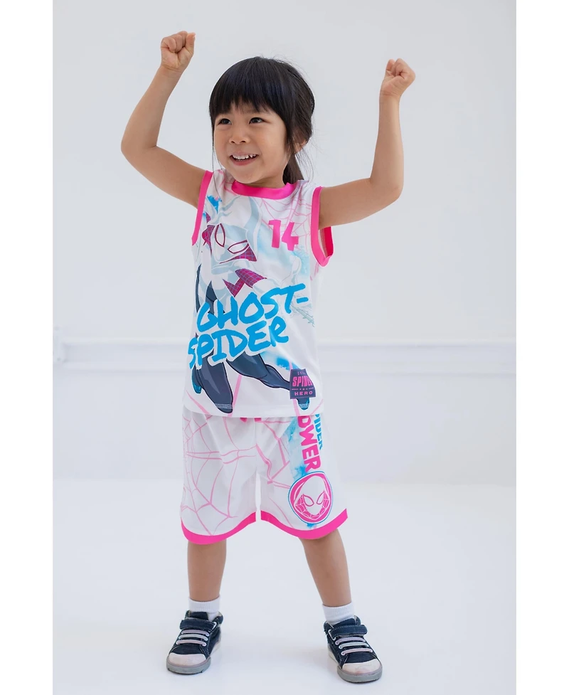Marvel Girls Spider-Man Spider-Gwen Ghost Spider Tank Top and Bike Shorts to