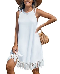 Cupshe Women's Boho Breeze Tassel Cover Up Dress