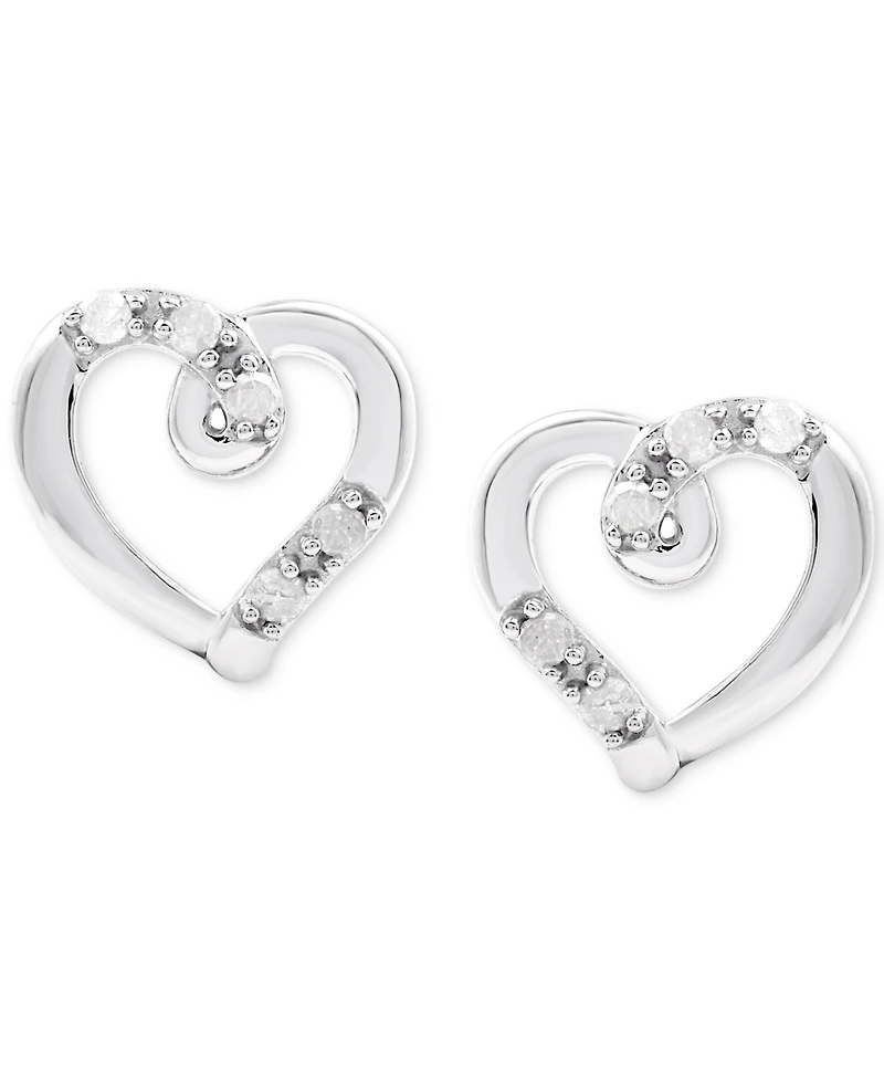 2-Pc. Set Diamond Heart Openwork Pendant Necklace & Matching Stud Earrings (1/6 ct. t.w.) in Sterling Silver