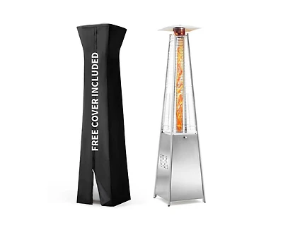 42000 Btu Outdoor Black Pyramid Patio Heater with Cover