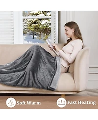 Caromio King Reversible Flannel Electric Heated Blanket with Dual Control, 100" x 90"