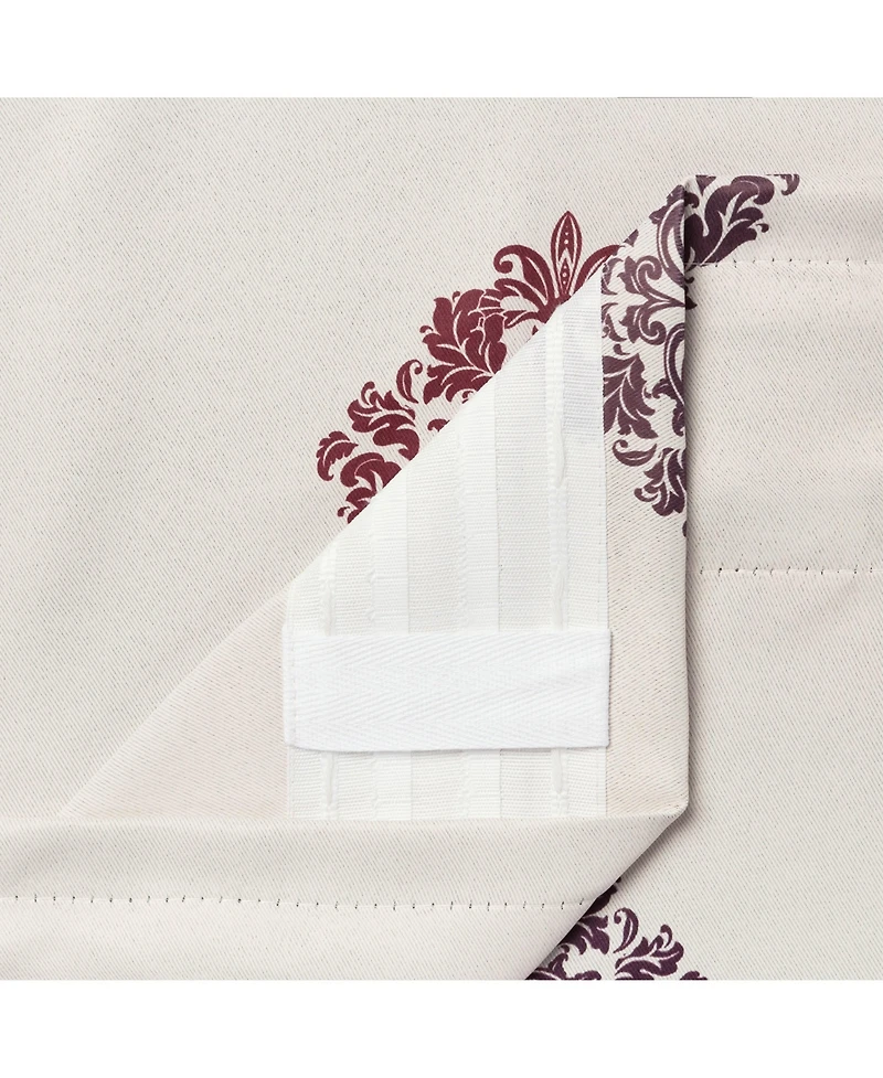 Chanasya Premium 2-Panel Ornamental Damask Room Darkening Curtains - 3-in-1 Back Tab, Rod Pocket, Ring Tab for Windows Living Bedroom