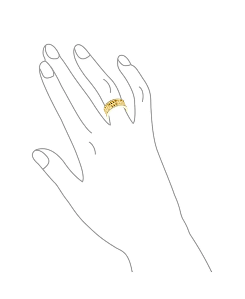 Bling Jewelry Modern Geometric Cz Accent Statement Spike Wide Band Fashion Ring Matte Gold Plated .925 Sterling Silver