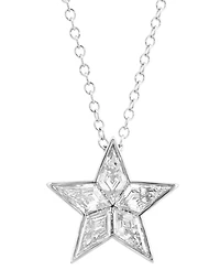 Effy Lab Grown Diamond Fancy-Cut Star Pendant Necklace (1 ct. t.w.) in 14k White Gold, 17" + 2" extender