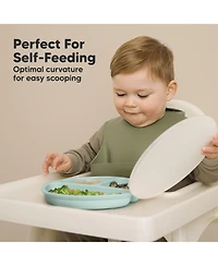 KeaBabies 3-Pack Prep Suction Plates with Lids, 100% Silicone Baby Lid, Bpa-Free Kids Divided Toddler