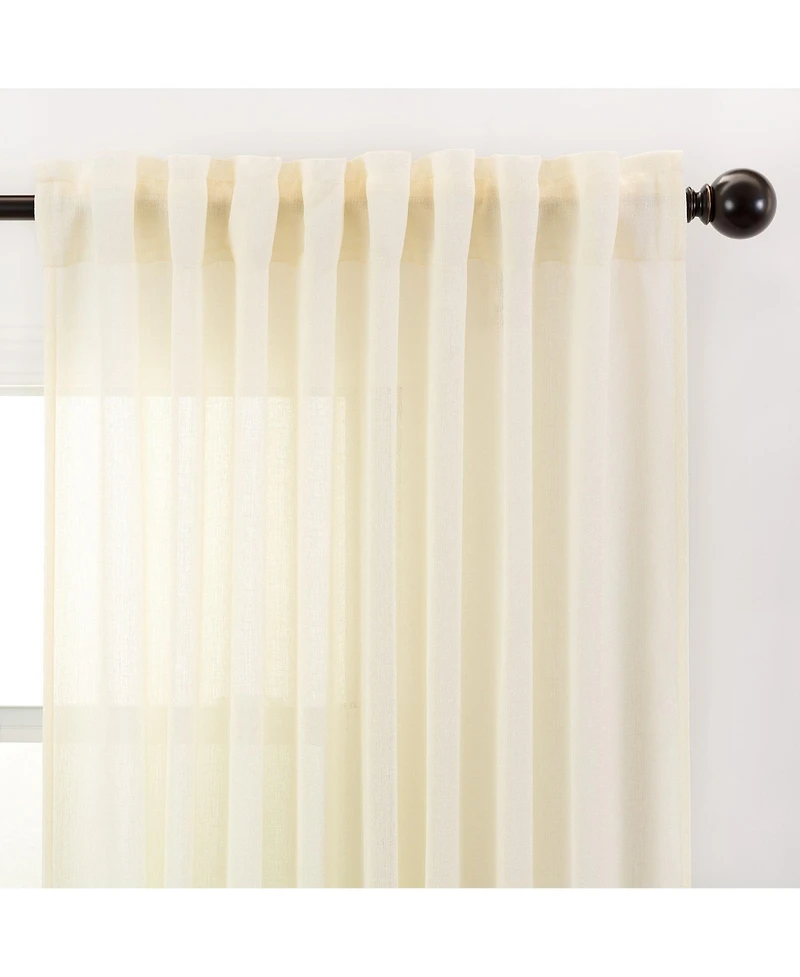 Chanasya Premium 2-Panel Faux Belgian Flax Textured Semi Sheer Curtains