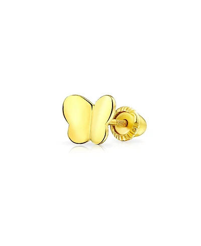 Bling Jewelry Tiny Minimalist Lucky Butterfly Helix Cartilage Ear Lobe Piercing Daith 1 Piece Stud Earring For Women For For 14K Yellow Gold Screw bac