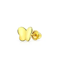 Bling Jewelry Tiny Minimalist Lucky Butterfly Helix Cartilage Ear Lobe Piercing Daith 1 Piece Stud Earring For Women For For 14K Yellow Gold Screw bac