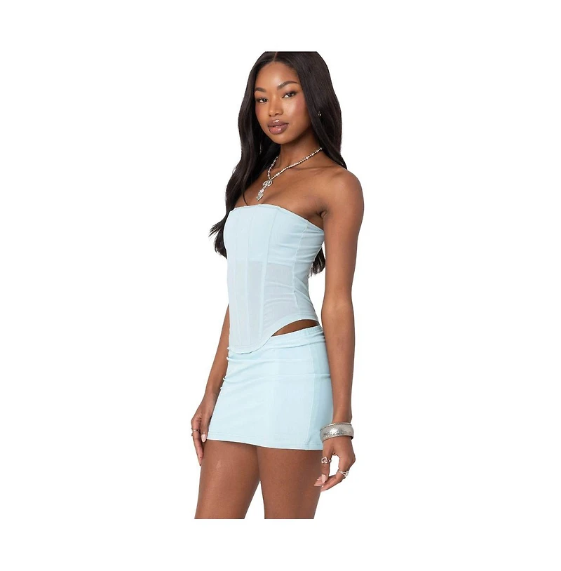 Edikted Womens Vega Sheer Mesh Corset