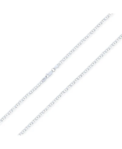 Bling Jewelry Solid Heavy .925 Sterling Silver 4,6,7,9MM Marina Anchor Nautical Mariner Chain Link Necklace 16 18 20 24 Inch
