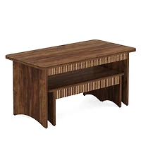 Tribesigns 3-Piece Dining Table Set, 55" Dining Room Table with 2 Benches for 4-6 People, Farmhouse Rectangular Dining Room Table Set