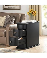 Tribesigns End Table with 2 Drawers, Sofa Side Storage, No Assembly Required, Closed Back, Slim Nightstand Vintage Wood Bedside