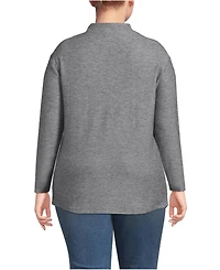 Lands' End Plus Cable Ottoman Relaxed Long Sleeve Funnel Neck Tunic