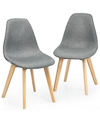 Gymax Set of 4 Dining Chairs Fabric Cushion Kitchen Side Chairs Gray