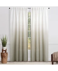 Chanasya Premium 2-Panel Gradient Ombre Faux Belgian Flax Semi Sheer Curtains