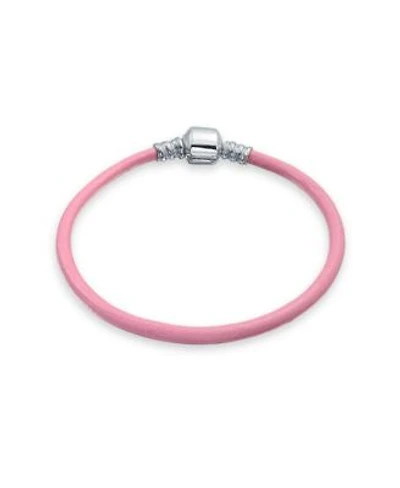 Bling Jewelry Starter Pink Leather Bracelet Fits European Beads Charm .925 Sterling Silver