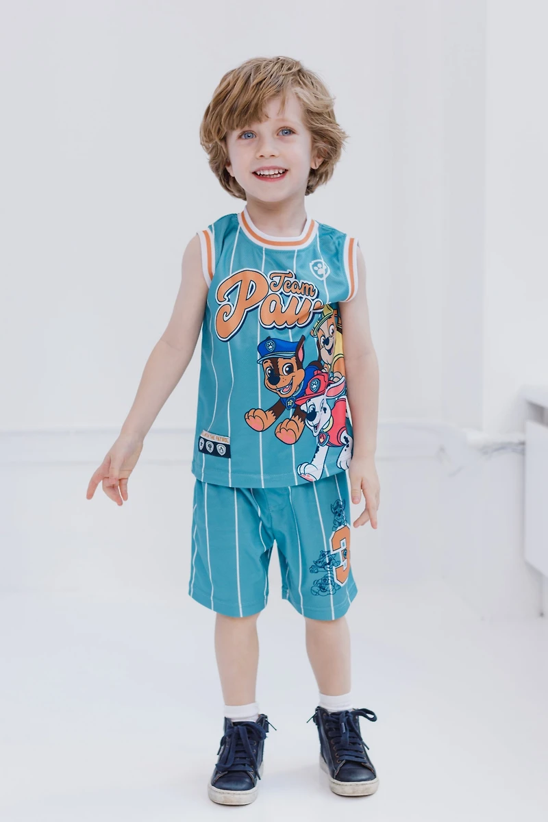 Paw Patrol Boys Mesh Jersey Tank Top and Basketball Shorts Athletic Outfit Set