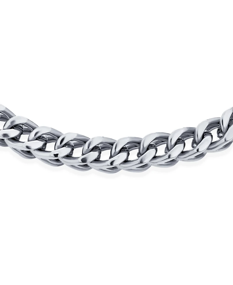 Bling Jewelry Classic Curb Chain Link Bracelet Solid Heavy Silver Gold Plated Stainless Steel 6MM
