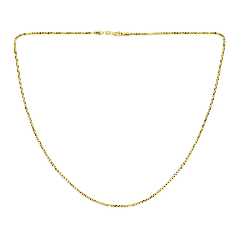 Bling Jewelry Fine Solid Yellow 10K Gold Strong Box Chain Necklace Medium 100 Gauge Lobster Claw Clasp 16,18,20,22,24 Inch