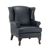 Helmuth Genuine Leather Armchair with Solid Wood Legs