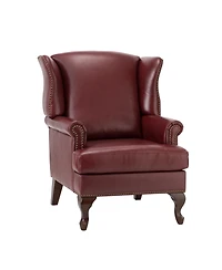 Helmuth Genuine Leather Armchair with Solid Wood Legs