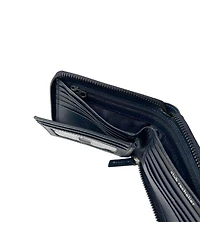 Club Rochelier Men's Full Leather Zipper Around Wallet with Center Wing