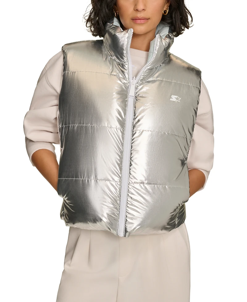 Starter Women's Reversible Zip-Front Puffer Vest