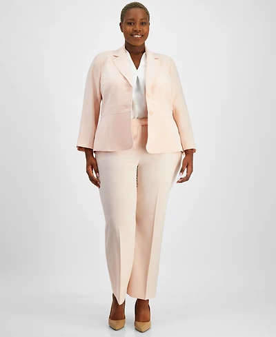 Le Suit Plus Size Two-Button Jacket & Pant Suit Set
