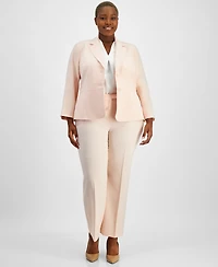 Le Suit Plus Size Two-Button Jacket & Pant Suit Set