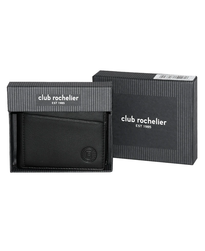 Club Rochelier Men's Slim Wallet with Zippered Pocket