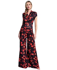 HotSquash London Women's Faux-Wrap Wide Leg Jumpsuit