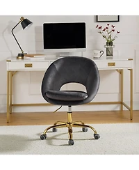 Hulala Home Modern Velvet Office Chair with Adjustable Swivel for Study Vanity