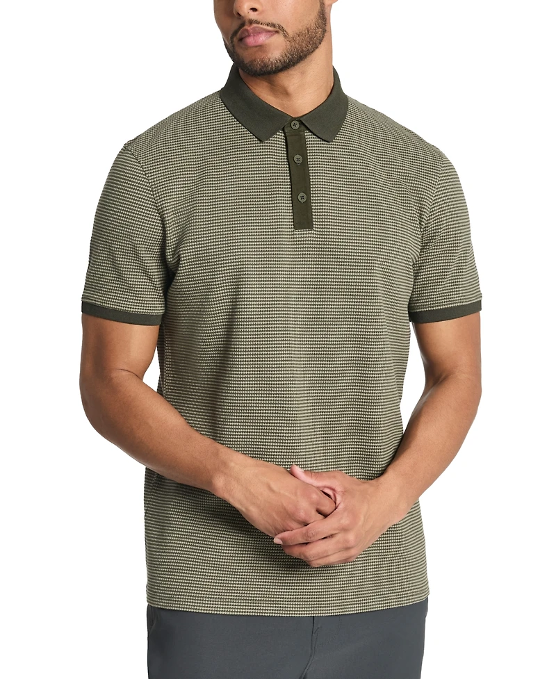 Kenneth Cole Men's Slim-Fit 4-Way Stretch Textured-Knit Polo Shirt