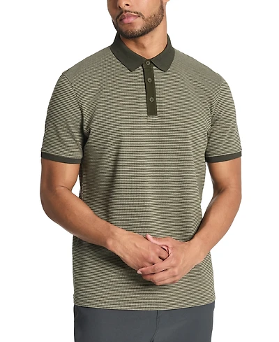 Kenneth Cole Men's Slim-Fit 4-Way Stretch Textured-Knit Polo Shirt
