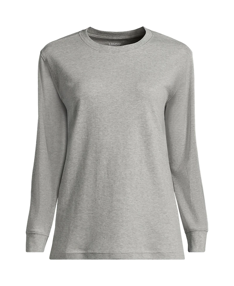 Lands' End Plus Cotton Relaxed Long Sleeve Crew Neck
