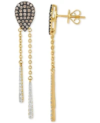 Le Vian Chocolatier Chocolate Diamond & Vanilla Diamond Pear Cluster Dangle Drop Earrings (3/4 ct. t.w.) in 14k Gold