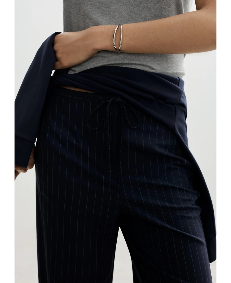 Mango Women's Chalk-Stripe Straight Trousers