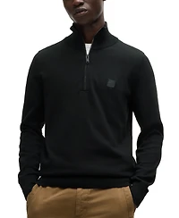Boss by Hugo Men's Logo-Patch Zip-Neck Sweater
