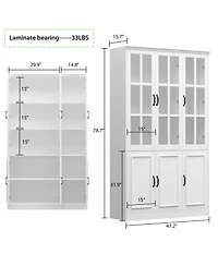 White 10-Shelf Wood Standard Bookcase With Doors, Drawers