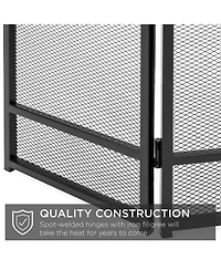 Best Choice Products 47.5x27.25in 3-Panel Steel Mesh Fireplace Screen, Spark Guard w/ Rustic Worn Finish