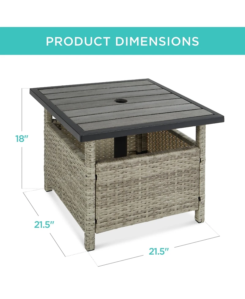 Best Choice Products Wicker Rattan Patio Side Table Outdoor Furniture for Garden, Pool