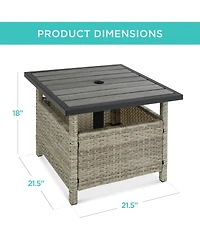 Best Choice Products Wicker Rattan Patio Side Table Outdoor Furniture for Garden, Pool