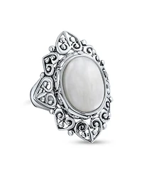 Bling Jewelry Western Large Filigree Oval Cabochon Armor Full Finger Statement Blue Natural Turquoise Ring Oxidized .925 Sterling Silver