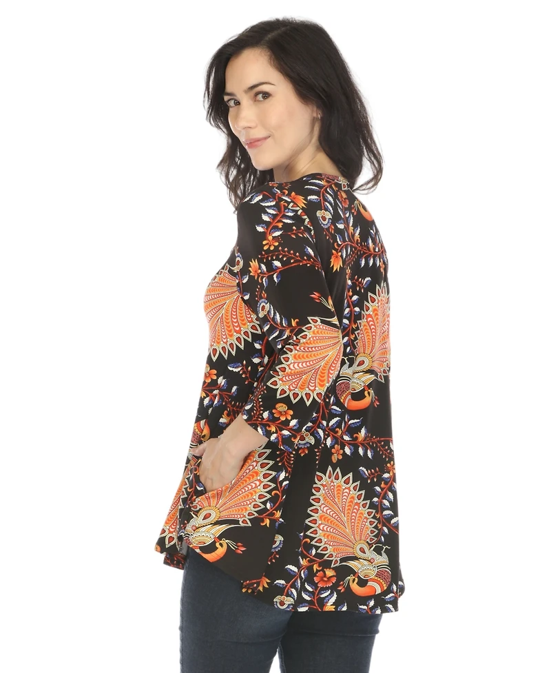 White Mark Women's Vibrant Boho Swing Top