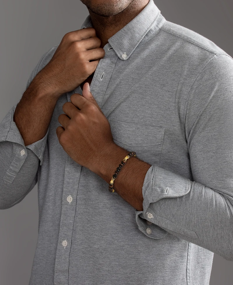 Esquire Men's Jewelry Red Tiger Eye Bead Bracelet in 14k Gold-Plated Sterling Silver, Created for Macy's