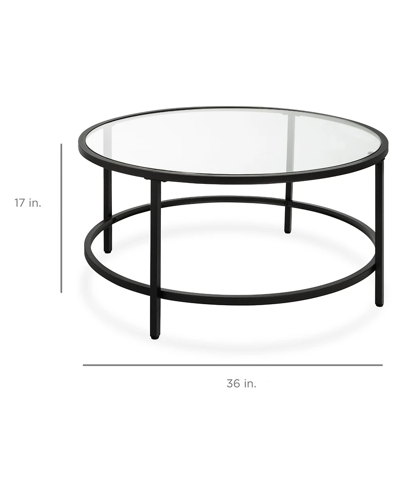 Best Choice Products 36in Round Tempered Glass Coffee Table for Home, Living Room, Dining Room