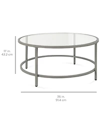 Best Choice Products 36in Round Tempered Glass Coffee Table for Home, Living Room, Dining Room